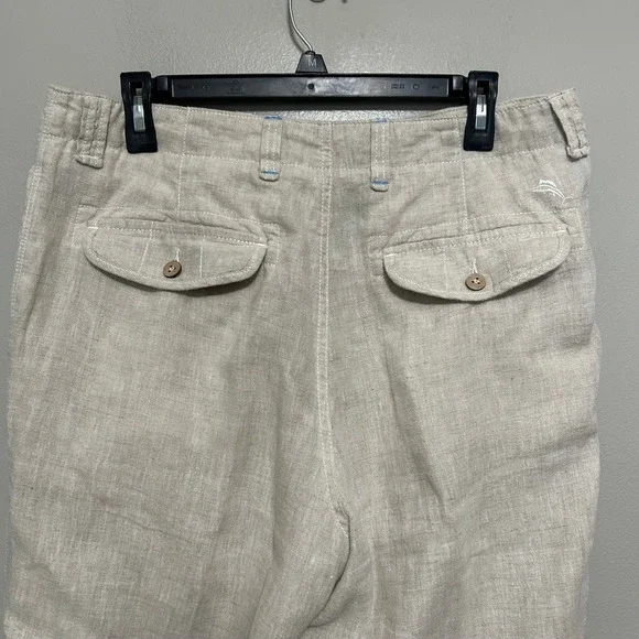 Tommy Bahama Mens Linen Pants 33X34 Beige Straight Leg Flat Front Coastal Luxury - Picture 3 of 14